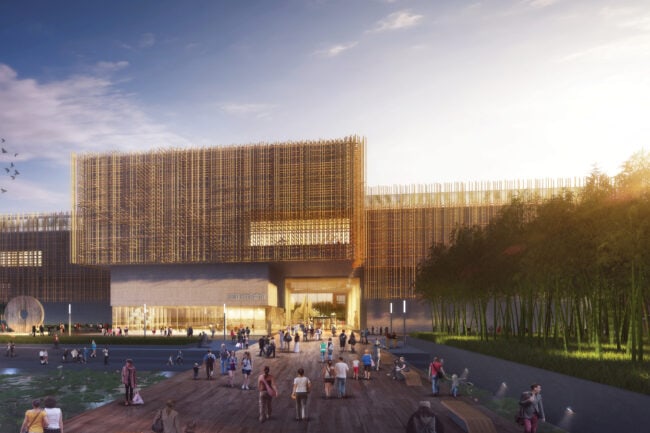 Museum Rendering with Bamboo Facade