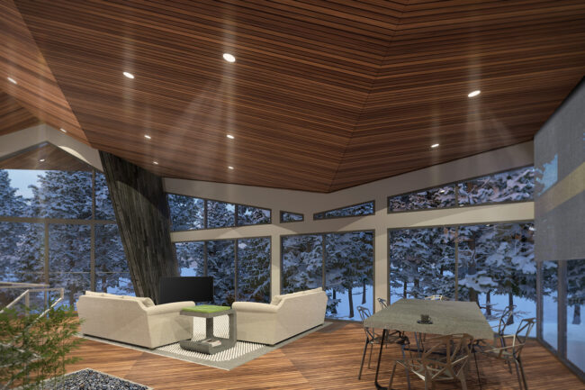Griifin House Interior Rendering in the Snow