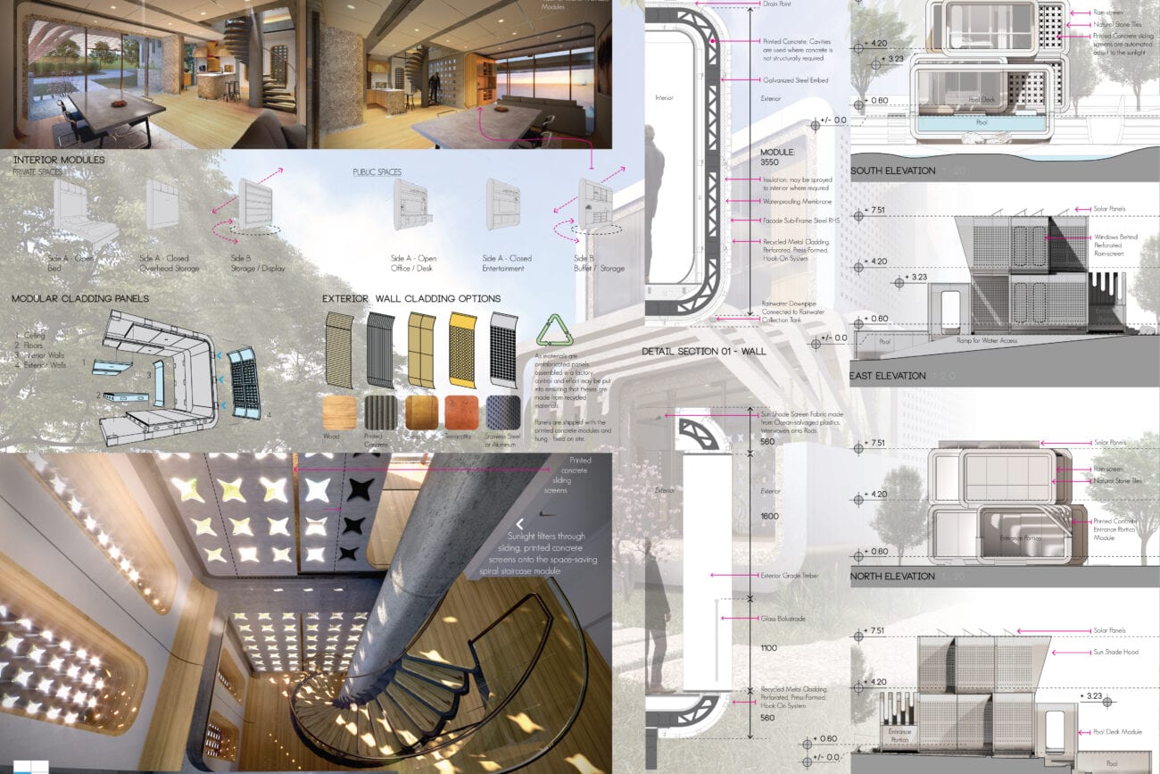 Modular Home with Swimming Pool Competition Design Board
