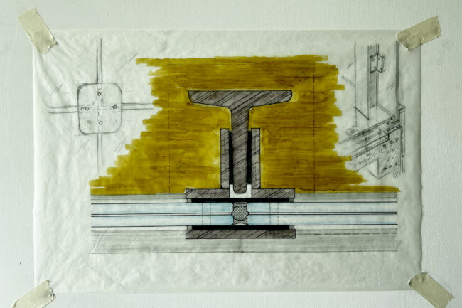 Architectural Sketch of a Glass Facade Plan Detail