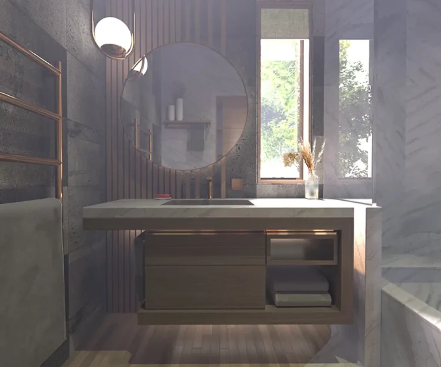 3d rendering of a bathroom interior design