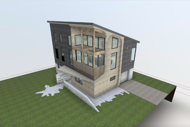BIM - ニセコの家のビルディング・インフォメーション・モデリング - 外観パース