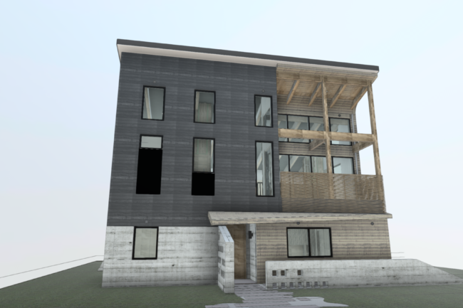 BIM - ニセコの家のビルディング・インフォメーション・モデリング - 外観パース