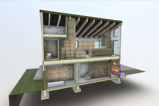 BIM - ニセコの家のビルディング・インフォメーション・モデリング - 断面透視図