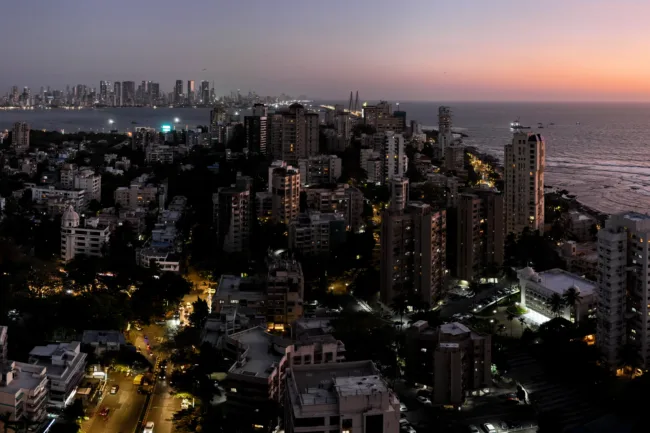 Aerial dusk view of Bandra Mumbai India