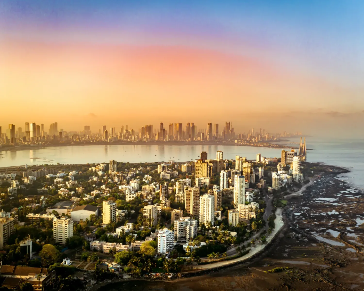 Bandra Mumbai India Aerial Photo at Dusk