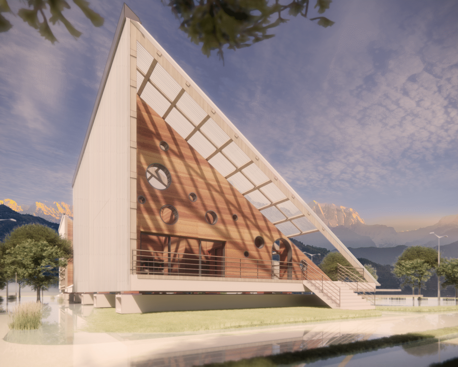 Architectural Day Rendering of a Competition Entry by STEAD Architecture and Design of Nepal School Competition