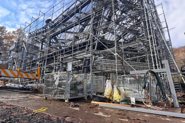 Photo of a steel frame house construction site in Niseko Japan